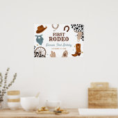 Eerste Rodeo Western Wild West Boy Eerste Verjaard Poster (Keuken)