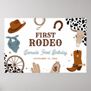 Eerste Rodeo Western Wild West Boy Eerste Verjaard Poster