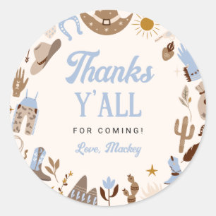 Eerste Rodeo Western Wild West Cowboy Blauw Verjaa Ronde Sticker