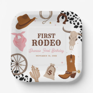 Eerste Rodeo Western Wild West Meisje Eerste Verja Papieren Bordje