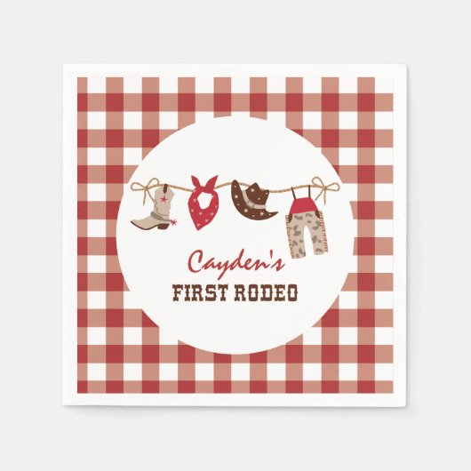 Eerste Rodeo Westerne Cowboy 1e verjaardag Servet (Voorkant)