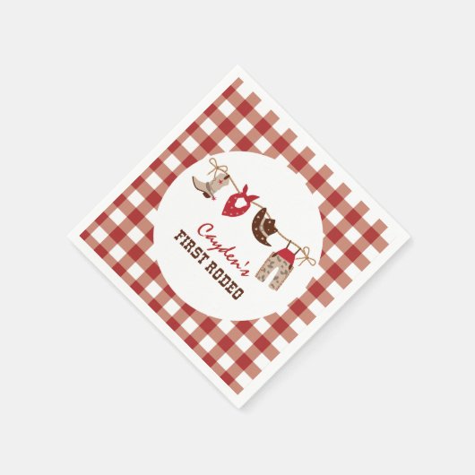 Eerste Rodeo Westerne Cowboy 1e verjaardag Servet (Hoek)