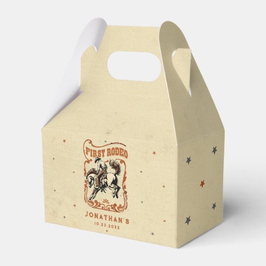 Eerste Rodeo Westerne Cowboy Verjaardag Bedankdoosjes (Achterkant)