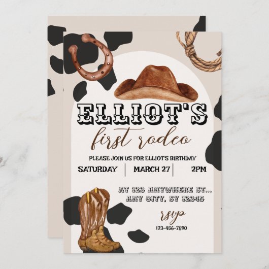 Eerste Rodeo, Westerne cowboyuitnodiging Kaart (Voorkant / Achterkant)