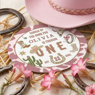 Eerste Rodeo Westerse Cowgirl 1e Verjaardagsfeestj Ronde Kartonnen Onderzetter