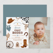 Eerste Rodeo Wild West Boy Eerste Verjaardag Foto Kaart (Voorkant / Achterkant)
