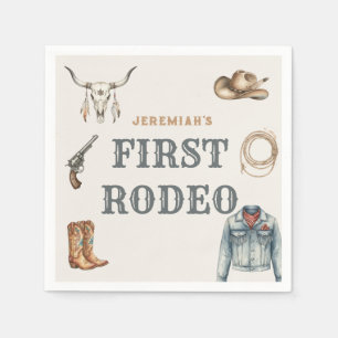 Eerste Rodeo Wild West Cowboy Blauwe Verjaardag Servet