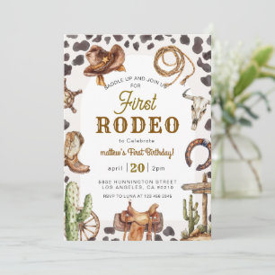 Eerste Rodeo Wild West Cowboy Verjaardag Kaart