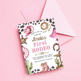 Eerste Rodeo Wild West Cowgirl verjaardag Kaart
