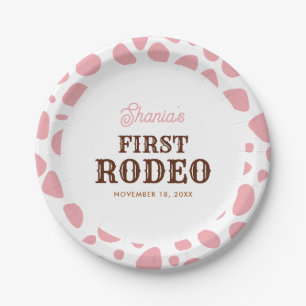 Eerste rodeo wild west roze meisje eerste verjaard papieren bordje