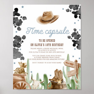 Eerste Rodeo Wild West Rustieke Tijdscapsule Bord Poster