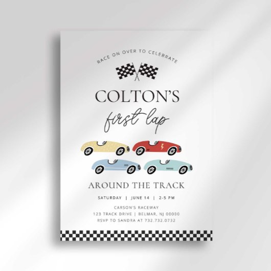 Eerste ronde rond de Track verjaardagsuitnodiging Kaart