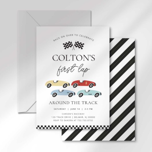 Eerste ronde rond de Track verjaardagsuitnodiging Kaart