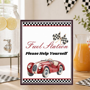 Eerste Ronde Rond Het Circuit Tankstation Bord Poster