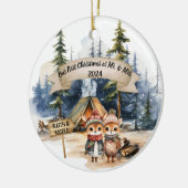Eerste Schattigee Kerst Pas getrouwd Keepsake Orna Keramisch Ornament (Links)