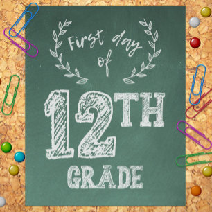 Eerste schooldag, 1e schooldag, 12e klas, senior foto afdruk