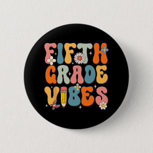 Eerste schooldag 5e klas vibes terug naar school ronde button 5,7 cm