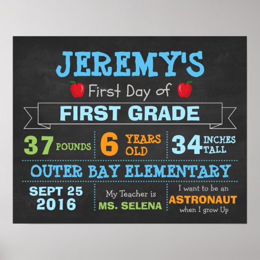 Eerste schooldag Kinderen Poster Foto Rekwisieten (Voorkant)