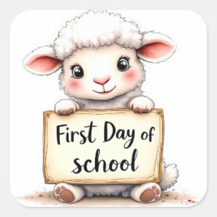 Eerste schooldag- Knuffel Lam Sticker