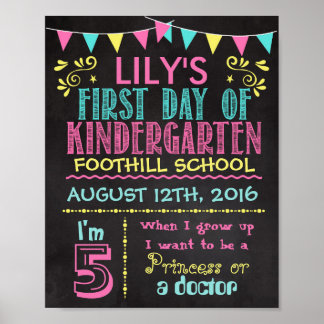 Eerste schooldag schoolbord poster
