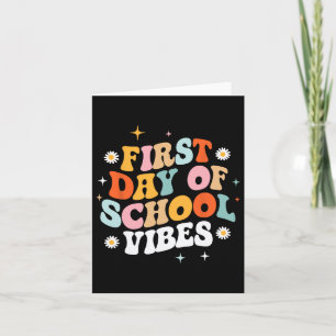 Eerste schooldag sfeer Retro groovy stijl Kaart