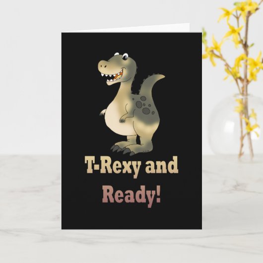 Eerste schooldag - T-Rex Dino Kaart (Gele Bloem)