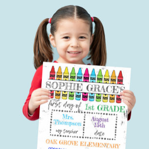 Eerste schooldag, terug naar school 1e dagbord foto afdruk