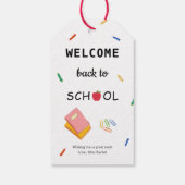 Eerste schooldag Terug naar school Onderwijzer pot Cadeaulabel (Achterkant)