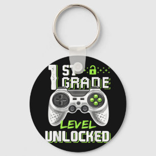 Eerste schooldag van de onvergrendelde gamer in de sleutelhanger
