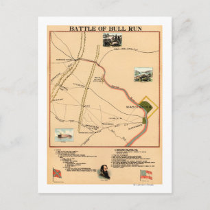 Eerste slag op Bull Run - Panorama 2 in de burgero Briefkaart