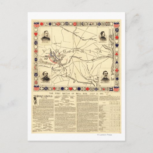 Eerste slag op Bull Run - Panoramiek in de burgero Briefkaart (Voorkant)