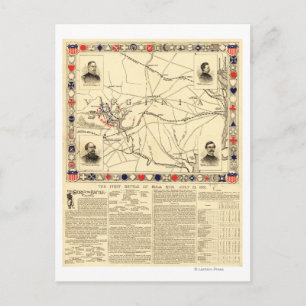 Eerste slag op Bull Run - Panoramiek in de burgero Briefkaart