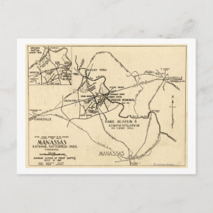 Eerste slag op Bull Run - Panoramiek in de burgero Briefkaart