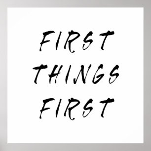 Eerste slogan Quote Handgeschreven stijl Poster