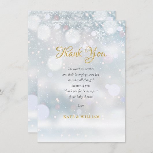 Eerste Sneeuwvlokken Baby Shower Bedank Gedicht Bedankkaart (Voorkant / Achterkant)