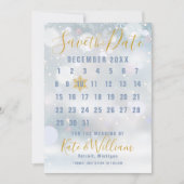 Eerste Sneeuwvlokken Kalender Bewaar de Datum Save The Date (Voorkant)