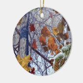 Eerste sneeuwwinterscène Camouflage schilderen Keramisch Ornament (Links)