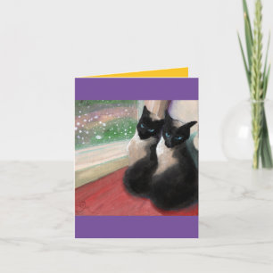 Eerste Snowfall - kerstkaartje voor Katten Feestdagen Kaart