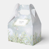 Eerste Snowflakes Greenery Winter Wedding Bedankdoosjes (Achterkant)
