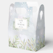 Eerste Snowflakes Greenery Winter Wedding Bedankdoosjes (Geopend)