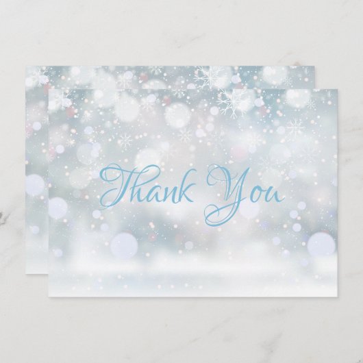 Eerste Snowflakes Winter Script Dank je Bedankkaart (Voorkant / Achterkant)