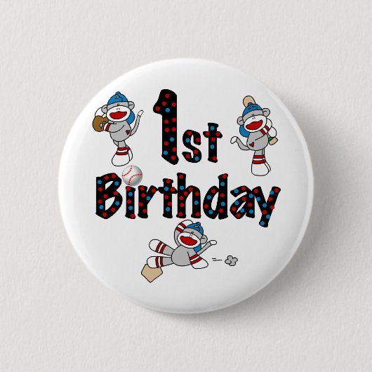 Eerste socket van Baseball Monkey Ronde Button 5,7 Cm (Voorkant)