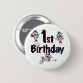 Eerste socket van Baseball Monkey Ronde Button 5,7 Cm (Voorkant /achterkant)