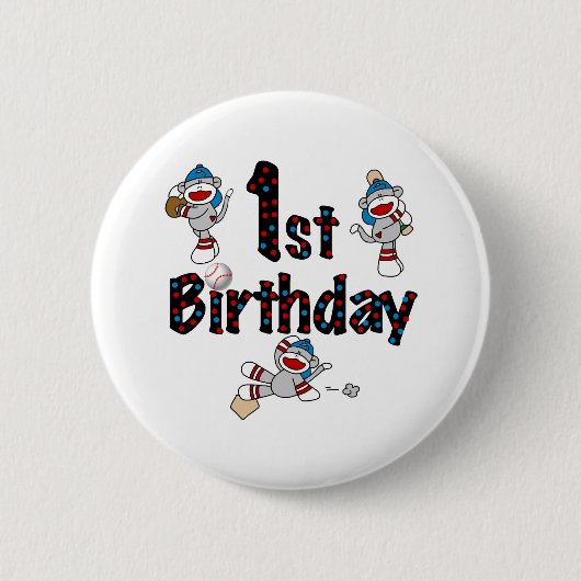 Eerste socket van Baseball Monkey Ronde Button 5,7 Cm (Voorkant)