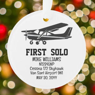 Eerste Solo Vliegtuig PILOOT Luchtvaart Gepersonal Ornament