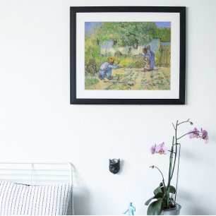 Eerste stappen (na Millet) van Vincent van Gogh Poster