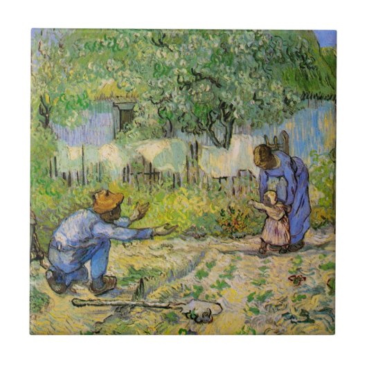 Eerste stappen (na Millet) van Vincent van Gogh Tegeltje (Voorkant)