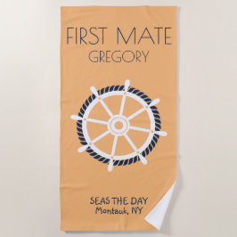 Eerste stuurman Nautical Boat Name Custom Shield W Strandlaken