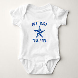 Eerste stuurman nautische ster marineblauw en wit romper