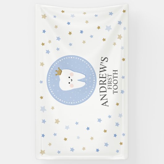 Eerste Tandfeestversiering. bewerkbaar Spandoek (Verticaal)